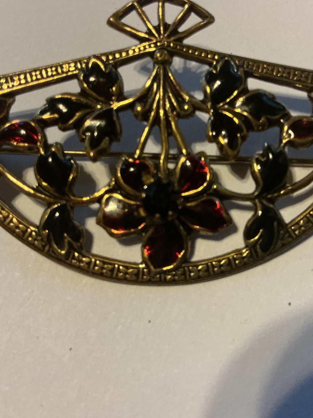 Vintage Gold-toned Openwork Fan Brooch